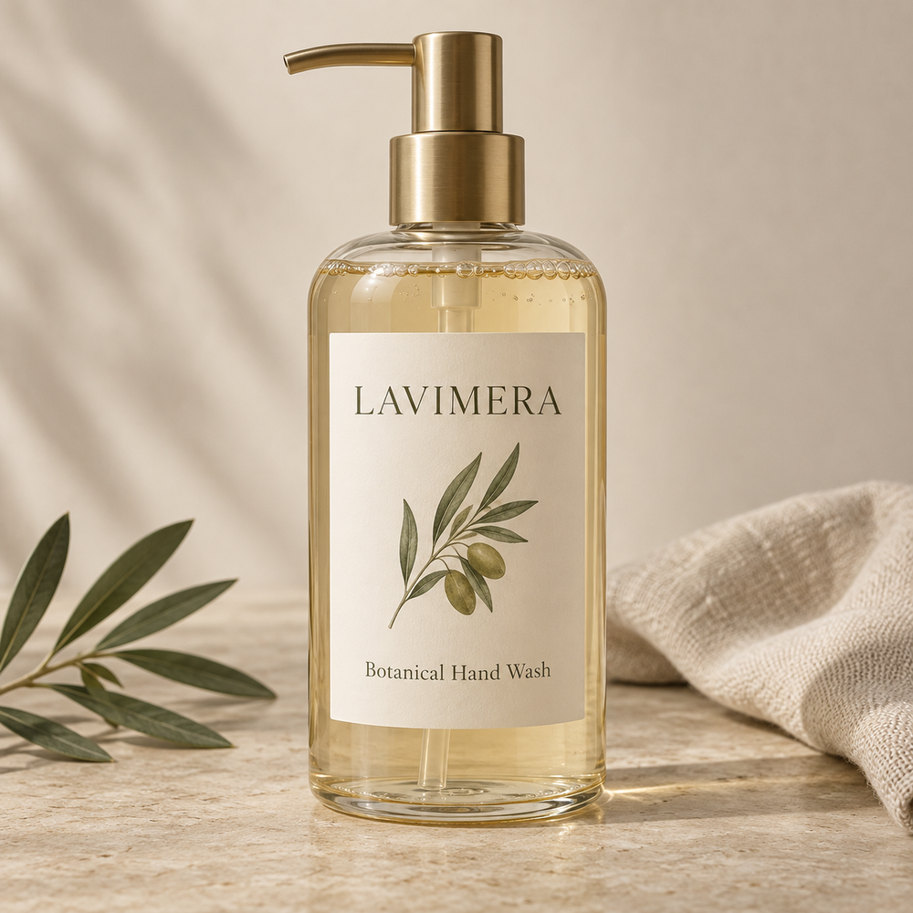 LAVIMERA Botanical Hand Wash in a refined sink-side setting