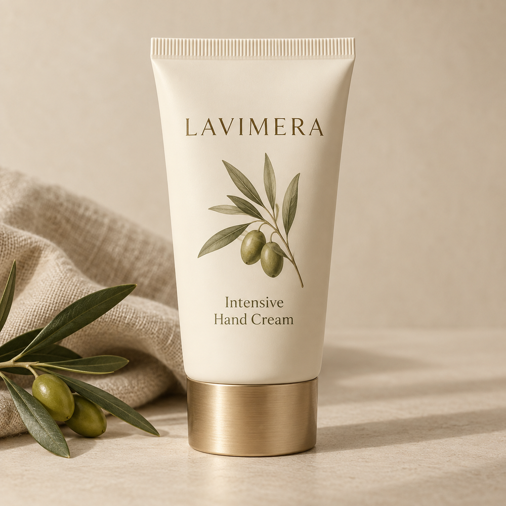 LAVIMERA Intensive Hand Cream in a premium botanical setting