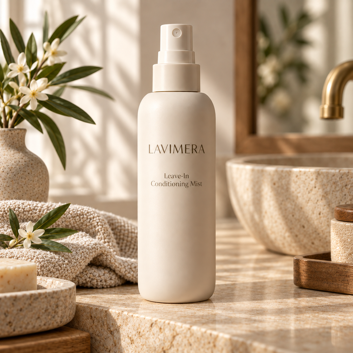 LAVIMERA Leave-In Conditioning Mist in an elevated hair-care ritual