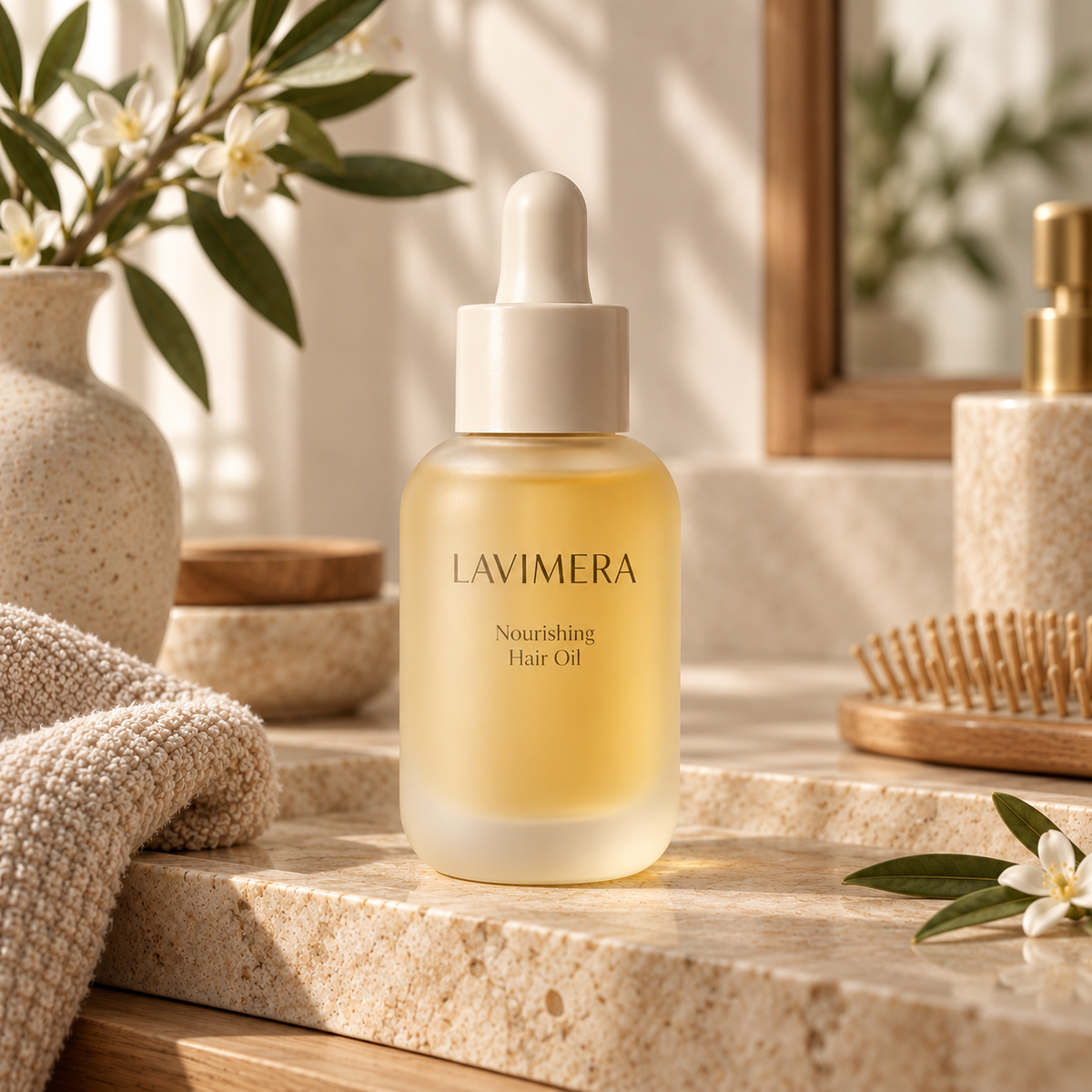 LAVIMERA Nourishing Hair Oil in an elevated styling ritual