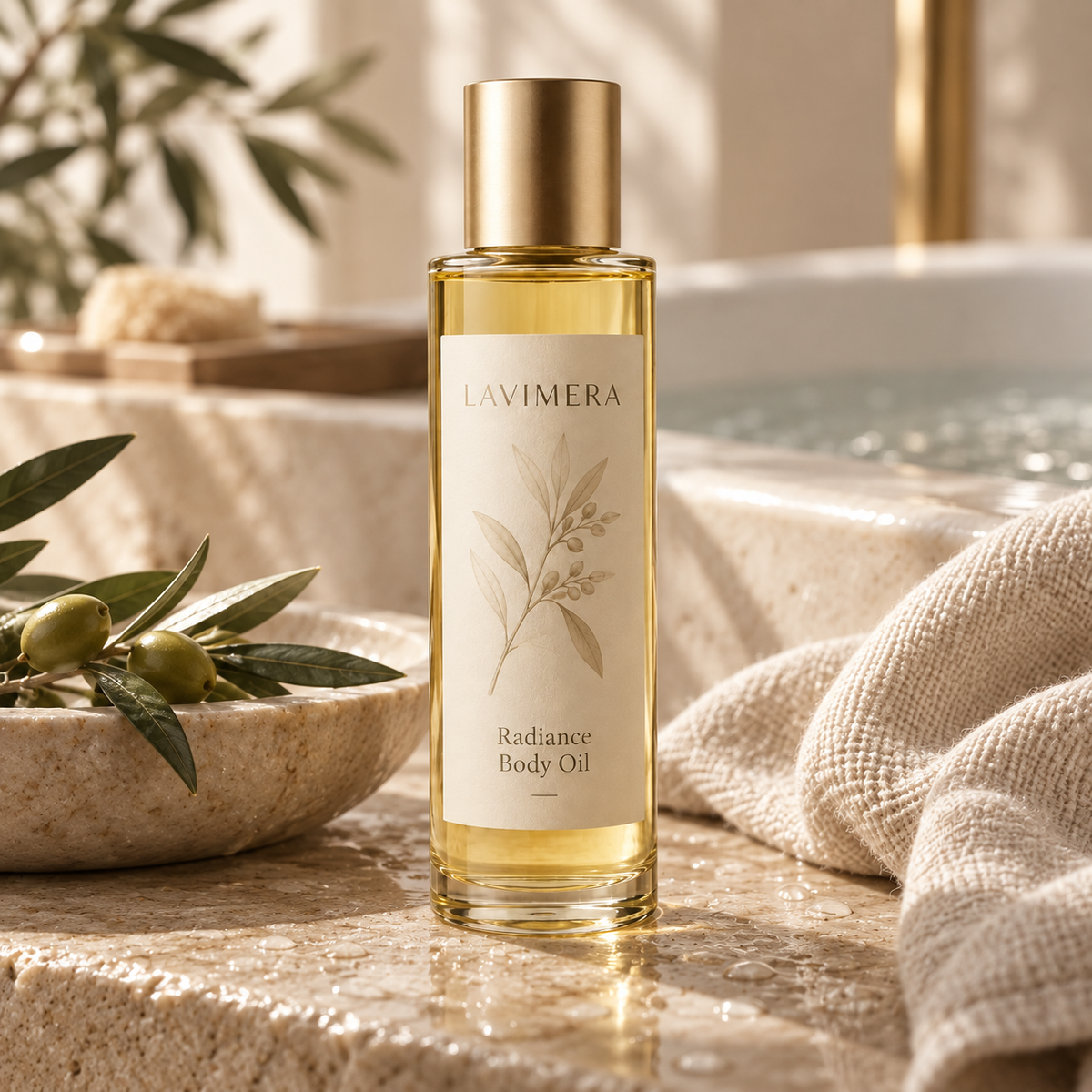 LAVIMERA Radiance Body Oil in a body care ritual