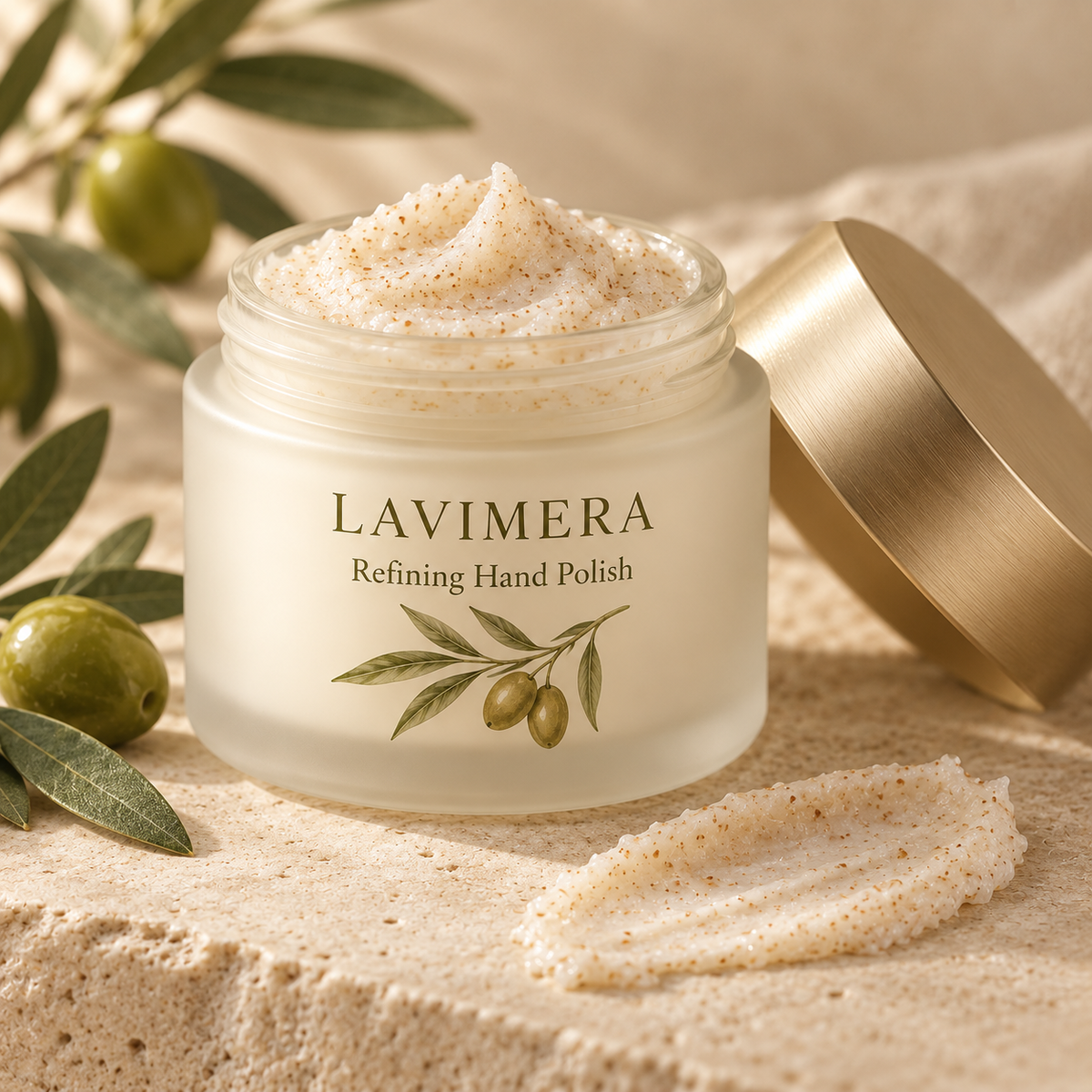 Close-up of LAVIMERA Refining Hand Polish texture