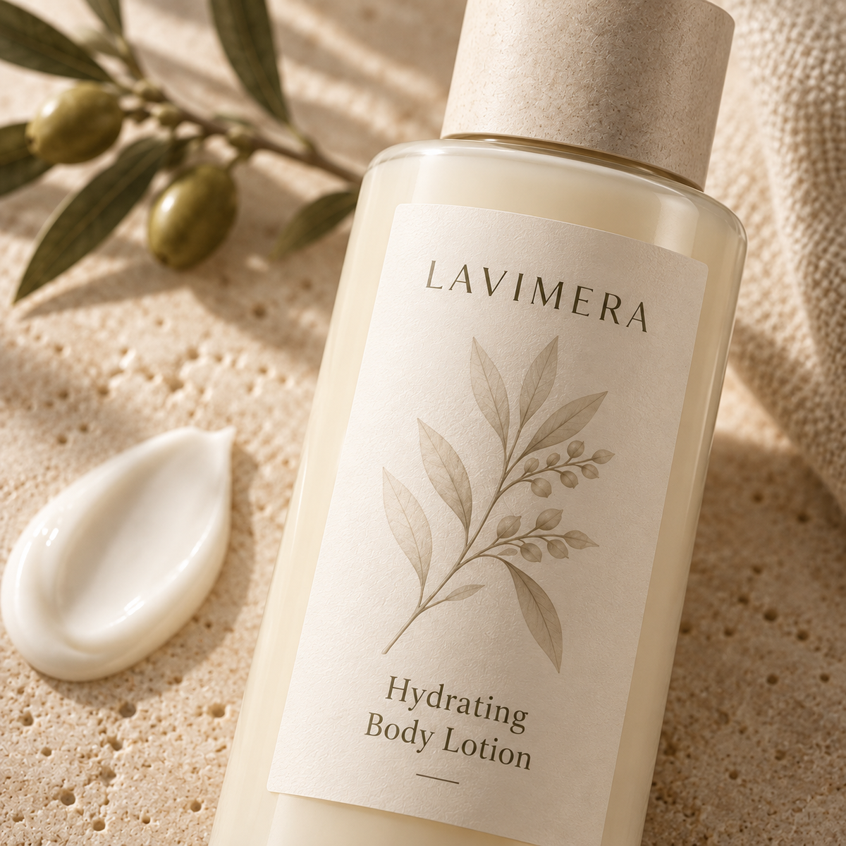 Close-up of LAVIMERA Hydrating Body Lotion texture