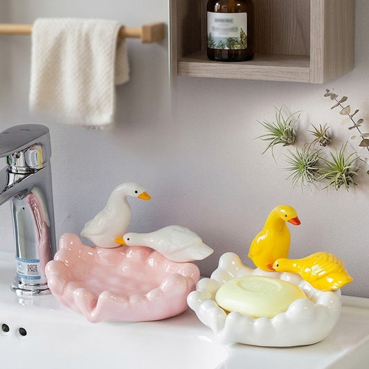 Couple Ducks Ceramic Jewelry & Soap Tray